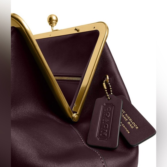 COACH Large Kisslock Frame Shoulder Clutch Bag (Black Currant) - NWT💜 - Picture 5 of 17